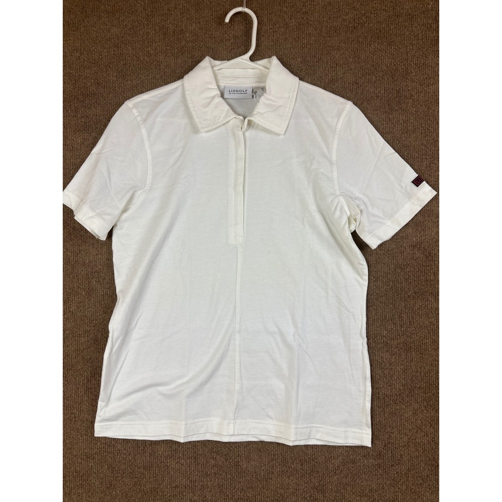 LizGolf Golf Polo Shirt Womens Short Sleeve Off White Golfing Apparel Top